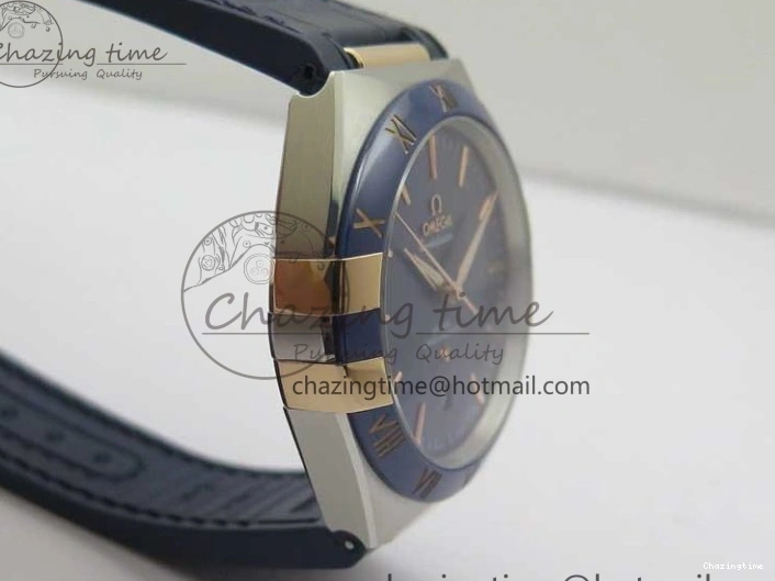 0409 Chic Constellation 131.33.41.21.03.001 SS RG TW Best Edition Blue Dial On Gummy Strap A 7872